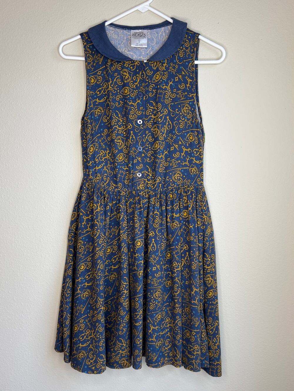 Hot Topic Fantastic Beasts Symbolic All Over Print Peter Pan Collar Dress Medium